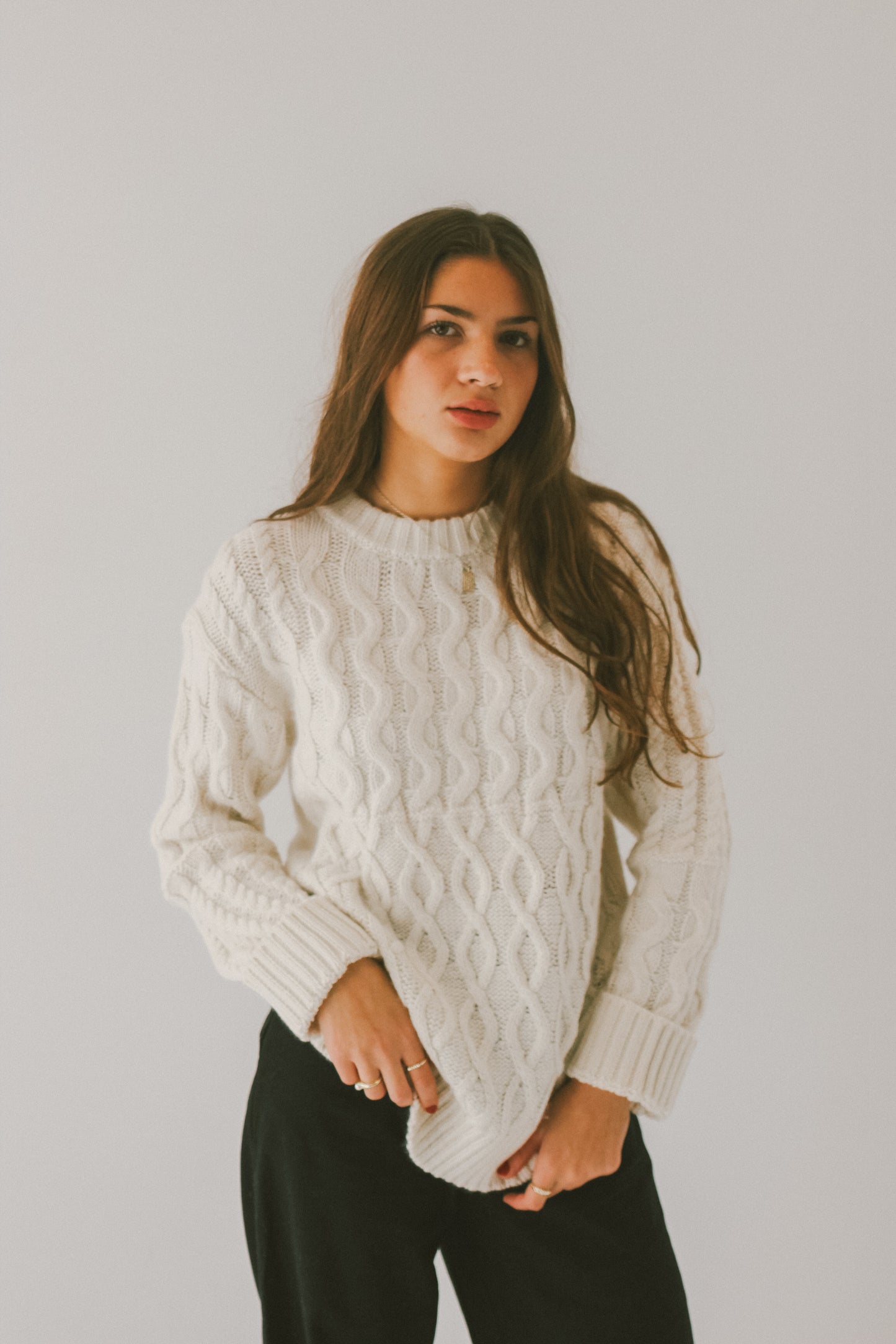 'Crew' Cable Knit Sweater