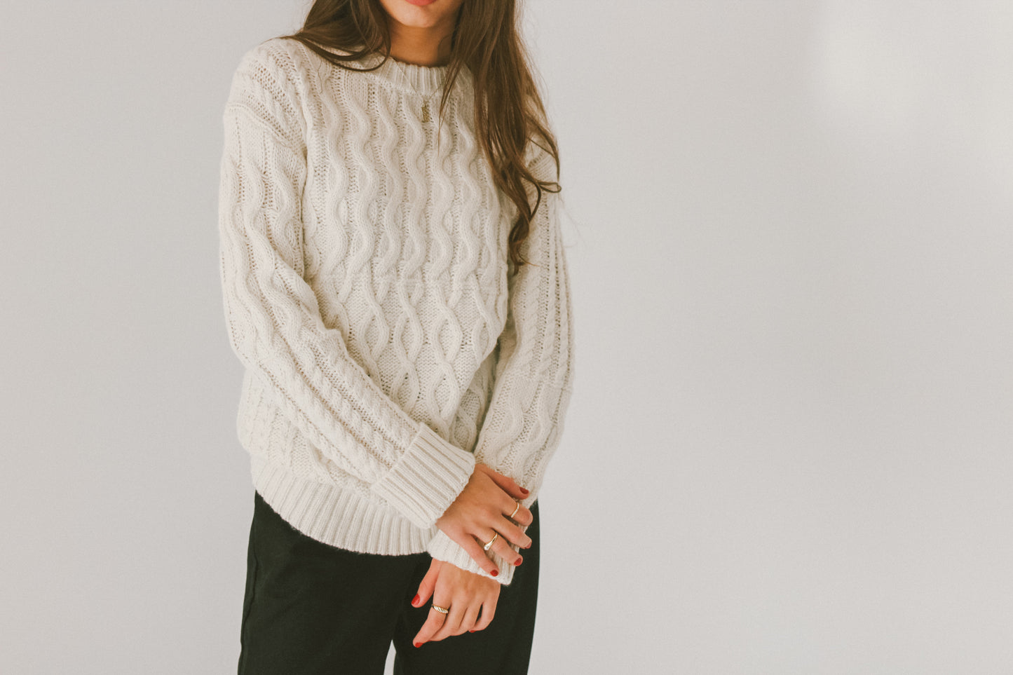 'Crew' Cable Knit Sweater