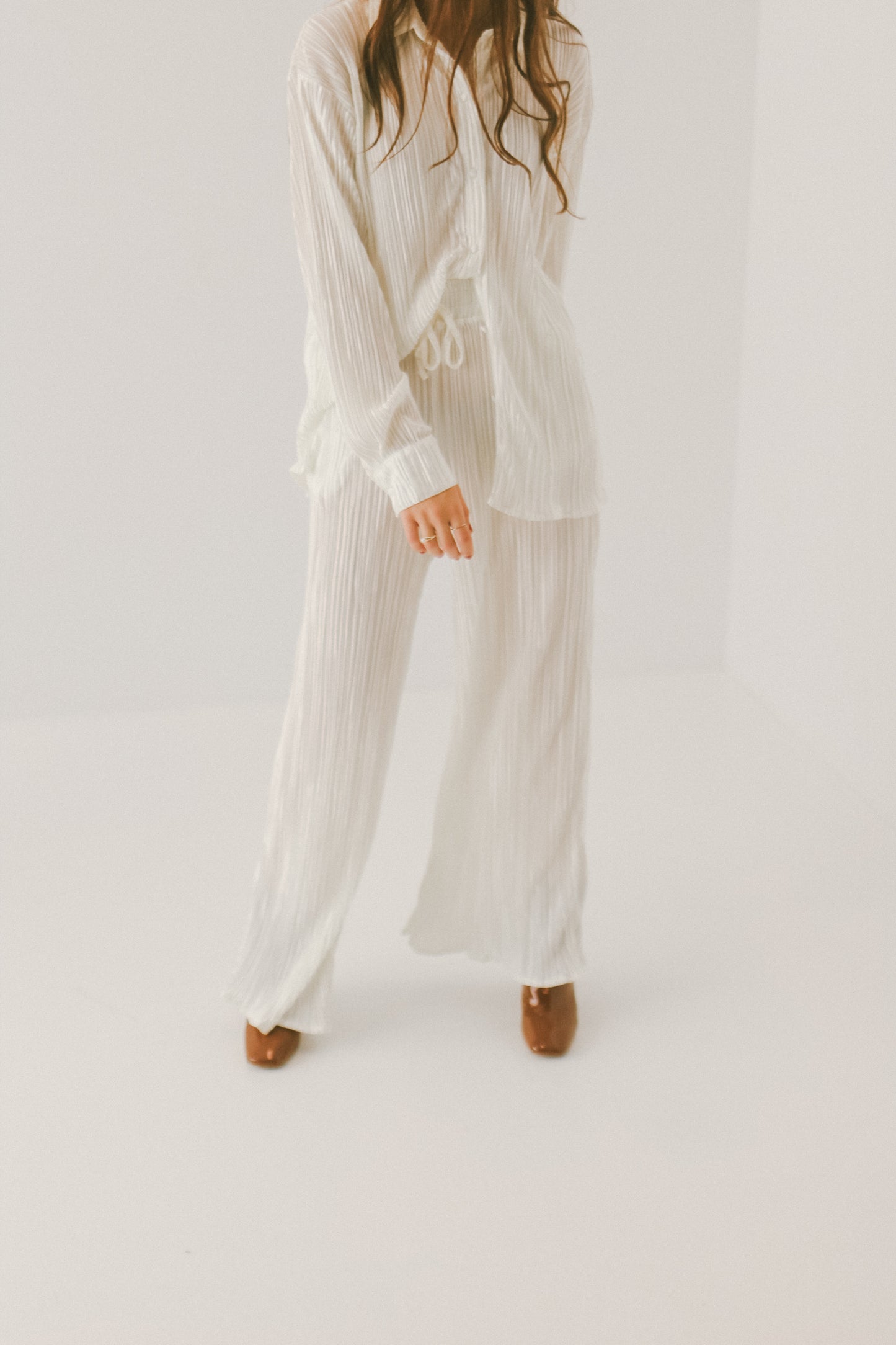 'Aster' Pleated Set in Cream