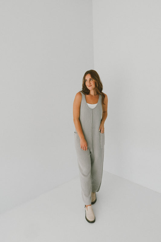 'Cypress' Knit Jumpsuit in Stone