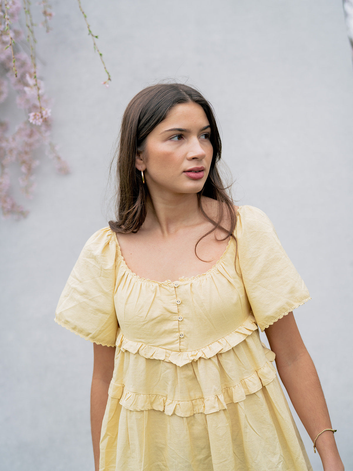 'Goldie' Linen Dress in Yellow