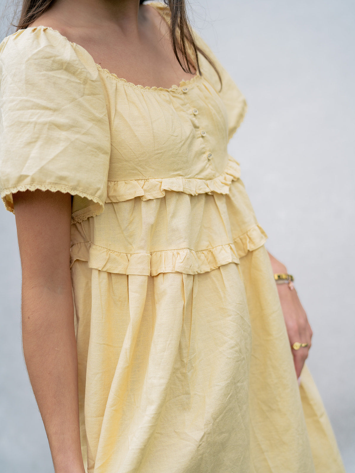 'Goldie' Linen Dress in Yellow