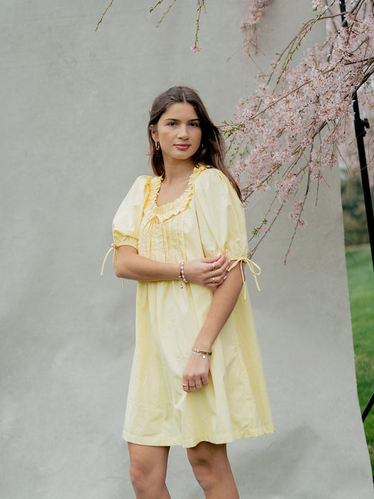 'Calla' Cotton Dress in Lemon