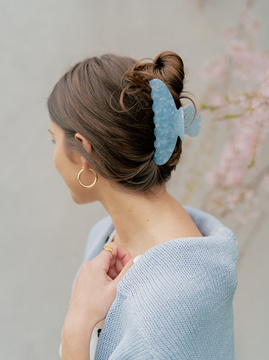 Oversized Claw Clip in Blue Pearl