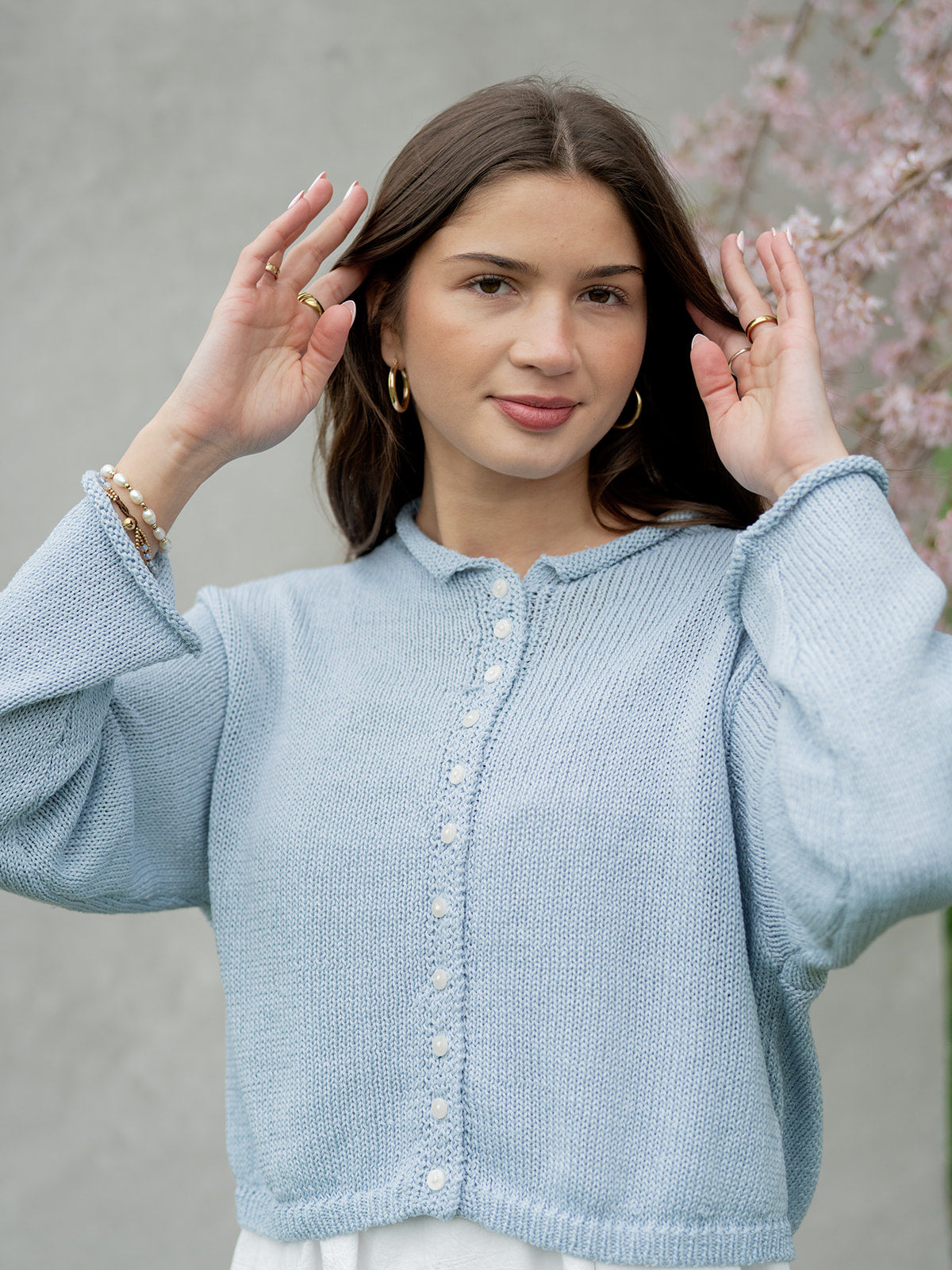 'Chandler' Cotton Cardigan in Sky Blue