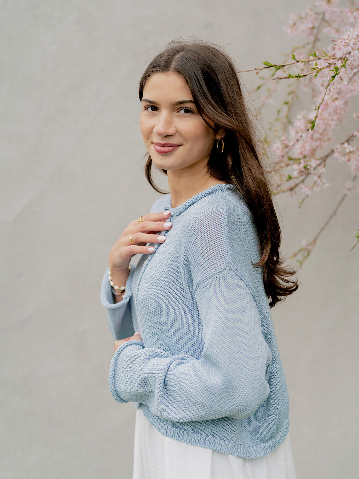 'Chandler' Cotton Cardigan in Sky Blue