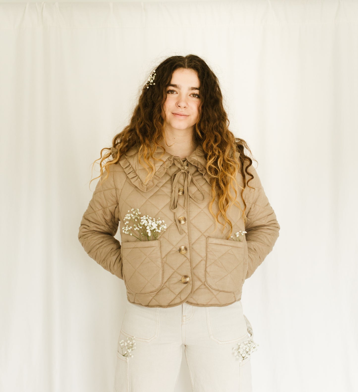 'Mable' Quilted Jacket in Olive